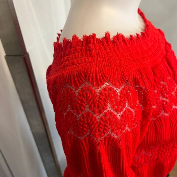 Dynamite 3/4 Sleeve Hot Red Top Off Shoulder Knit Top Size S - Picture 9 of 9